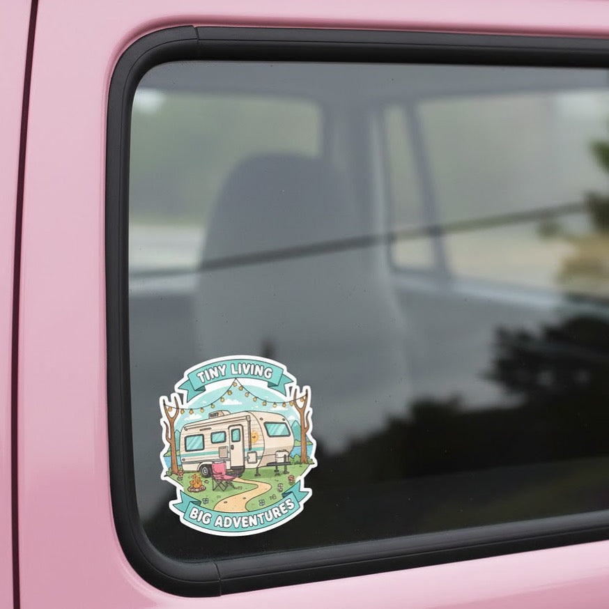 Tiny Living Big Adventure Bumper Sticker